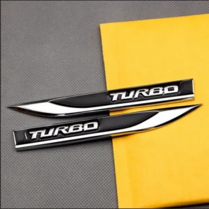 آرم فلزی روی گلگیر TURBO استیل مشکی ( پس کرایه )