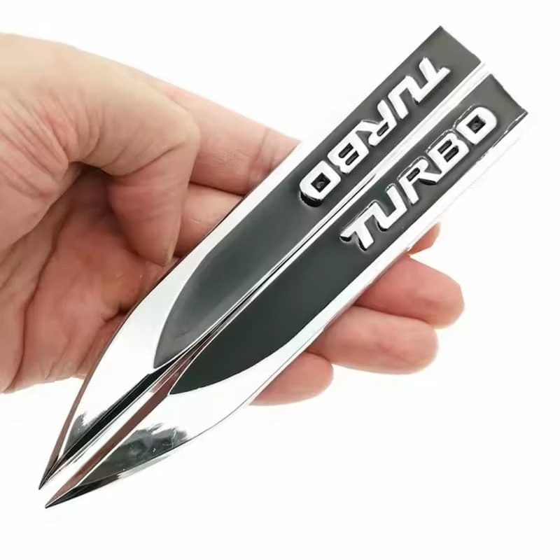 آرم فلزی روی گلگیر TURBO استیل مشکی ( پس کرایه )