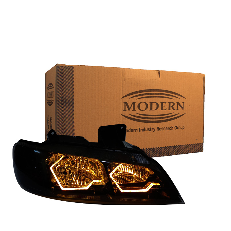 چراغ جلو خودرو گروه پژوهش صنعت مدرن مدل 3D-I8-Gold مناسب برای پژو پارس بسته دو عددی